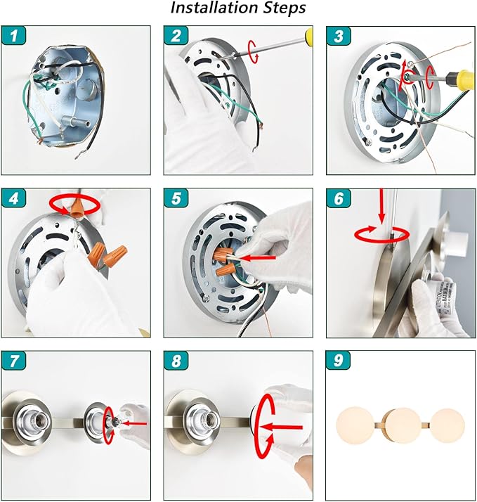 Bathroom Vanity Light Fixtures, Modern 3 Lights Globe Wall Sconce Lighting Brushed Nickel, Porch Wall Mount Light Fixture for Bathroom, Mirror Cabinets Hallway Stairs