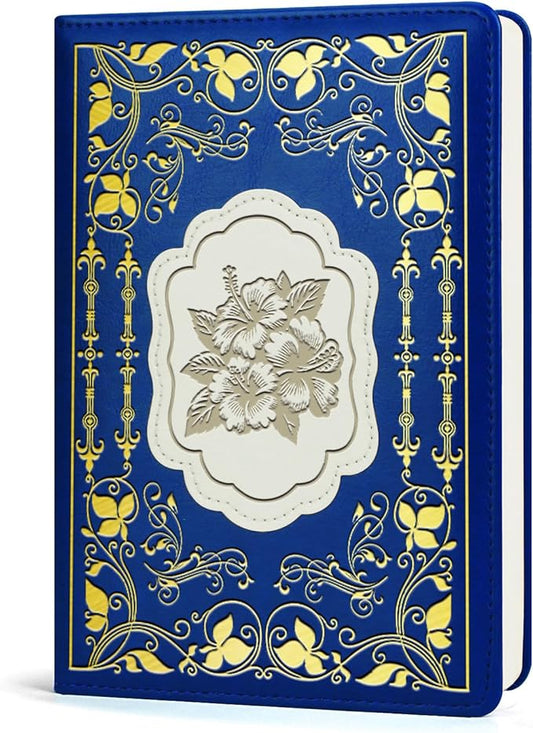 Hibiscus Gift Hibiscus Writing Journal Notebook Hibiscus Flower Gift Hawaiian Flowers A5 Travel Notebook Flower Fan Gift (hibiscus-Dark blue)