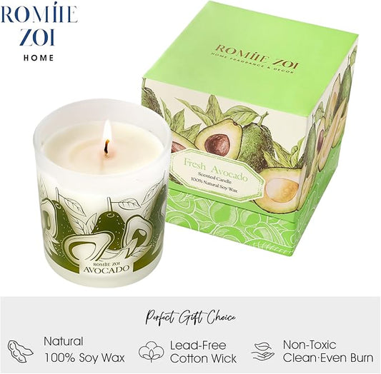 Scented Candle - Fresh Avocado - 6oz Aromatherapy Soy Wax Jar Candle for Home, Gifts for Women - 170g