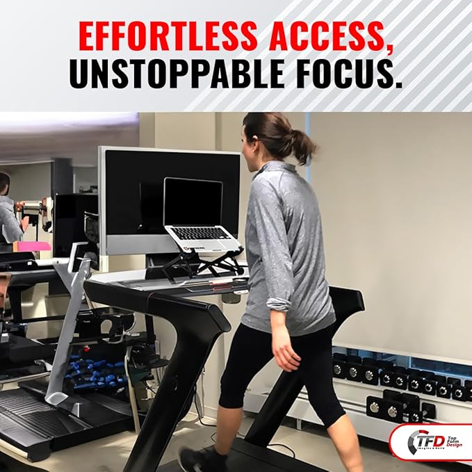 TFD The Tray | Compatible with Peloton Tread Plus ONLY, Made in USA | Walking Desk Attachment Holder for Laptop, Tablet, Phone, & Book - Exercise Workstation - Peloton Treadmill Accessories (Clear)