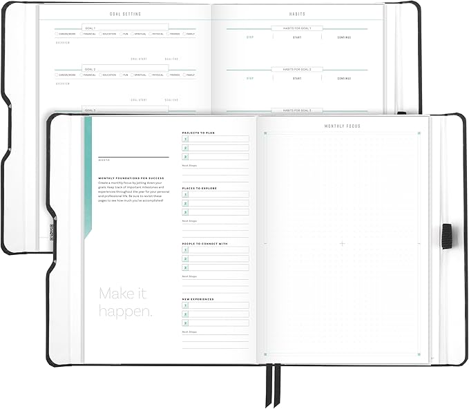 AT-A-GLANCE Foundation Goal Setting Planner, Undated Weekly & Monthly Journal, Track Progress, Create Habits, 5-3/4" x 8-1/4", Black (FD2-200-05)