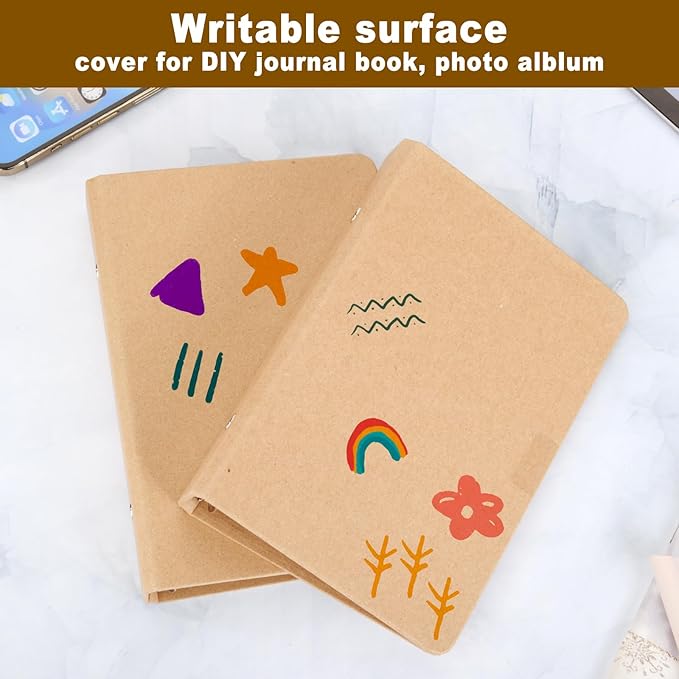 A6 Kraft Binder 6-Holds Round Ring Binder 2 Pack, Durable Binding Hard Cover Protector for Journal,Notebook,Inserted Sheets and Refill Paper,Fit for A6 6-Hole Paper(A6 Size)