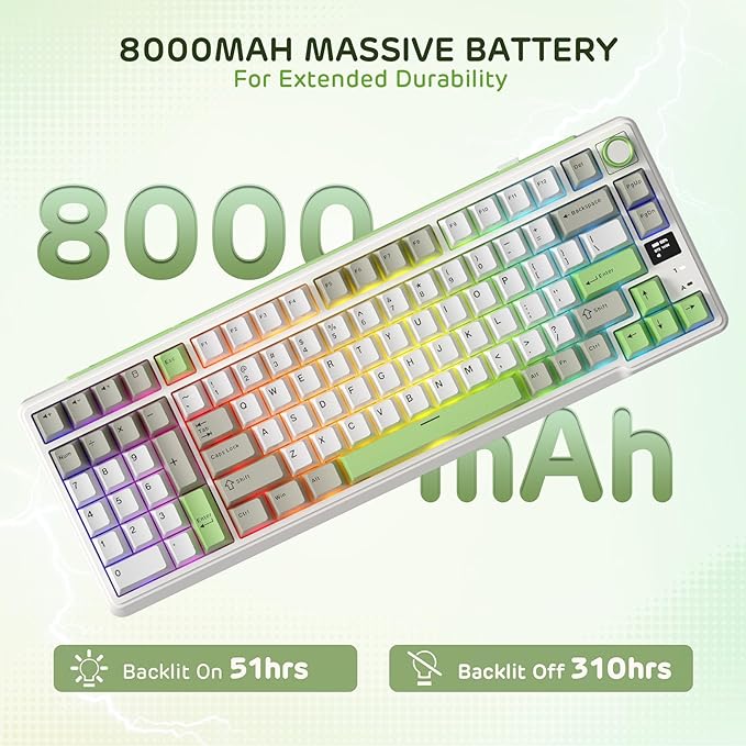 RK ROYAL KLUDGE L98 Wireless Mechanical Keyboard w/Left-Handed Southpaw Design Numpad & Hot Swappable Knob, Tri-Mode 95% Keyboard BT/2.4G/USB-C, Pro Software, Gasket Mount, Massive 8000mAh Battery