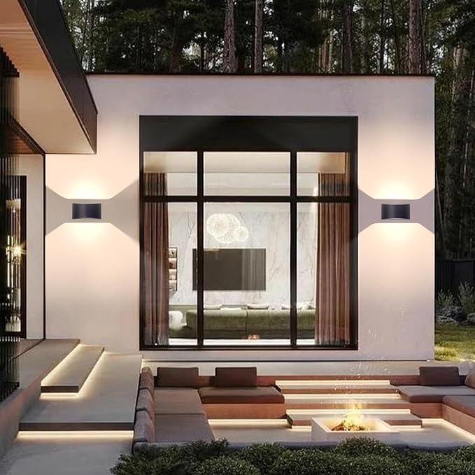 KICAAO Modern LED Wall Sconce,Warm White 3000K,Hardwired Indoor Outdoor Black Wall Lights Set of 2 Up and Down Wall Mount Light for Living Room Bedroom Hallway Corridor Conservatory(with G9 Bulbs)