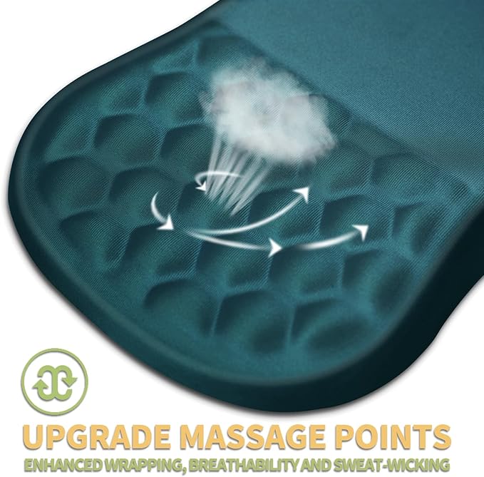 Ergonomic Wrist Rest Mouse Pad with Massage Design, Non-Slip Memory Foam, Relief for Carpal Tunnel Pain, Green