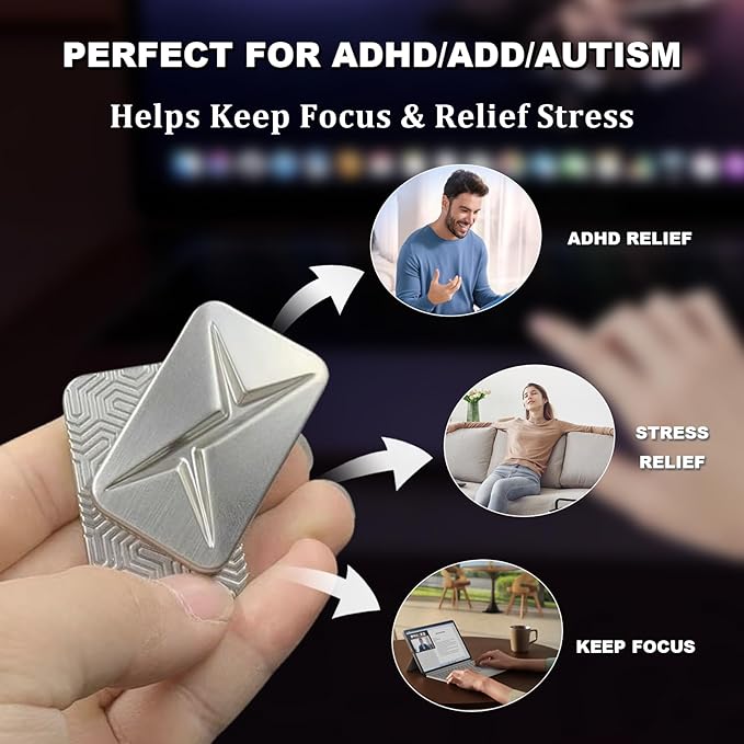 Breakthrough Fidget Slider, Trackless Fidget Slider for Fancy Play, EDC Fidget Toys Adults Sensory Toys Home Office Executive Desk Toys Gift for ADHD/ADD/Autism (Original Silver)