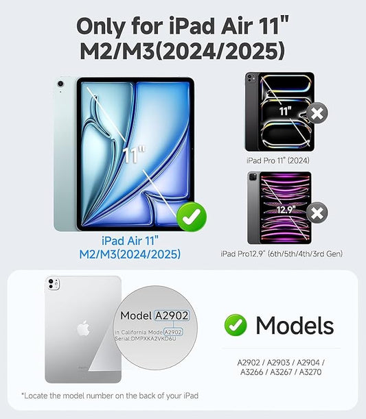 iGluz 2 Pack iPad Air 11-inch Screen Protector with M3/M2 2025/2024 (7th/6th Gen.) 9H+ Tempered Glass Screen Protector with Easy-Install Box,Apple Pencil Compatible,HD Clarity,Scratch Resistant