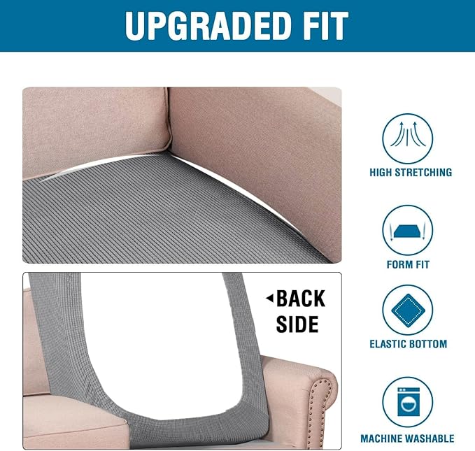 H.VERSAILTEX Super Stretch Individual Chaise Cover Sectional Couch Covers for L Shaped Sofa Both Left/Right Featuring Thick Jacquard Textured Twill Fabric (1 Piece Chaise Cover, Dove)