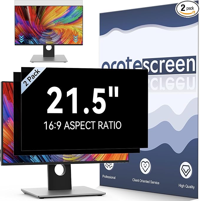 [2-Pack] 21.5 Inch Computer Privacy Screen Filter for 16:9 Widescreen Monitor, Removable Eye Protection Anti Glare Blue Light Filter Privacy Shield, Anti Scratch Anti Spy Screen Protector Film 21.5 In