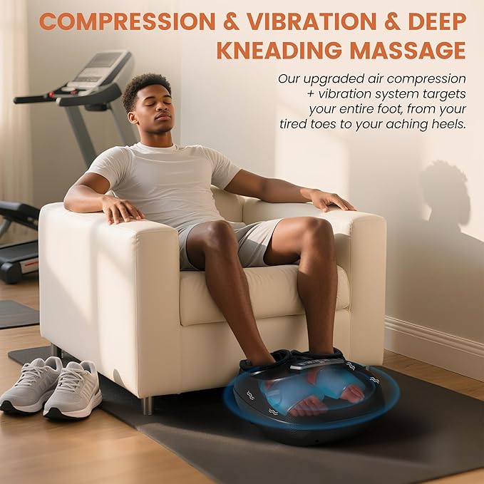 CILI Shiatsu Foot Massager Machine with Heat,Electric Heated Feet Massager for Plantar Fasciitis, 3 Kneading & 3 Compression,Up to Size 13, Gifts for Dad Men