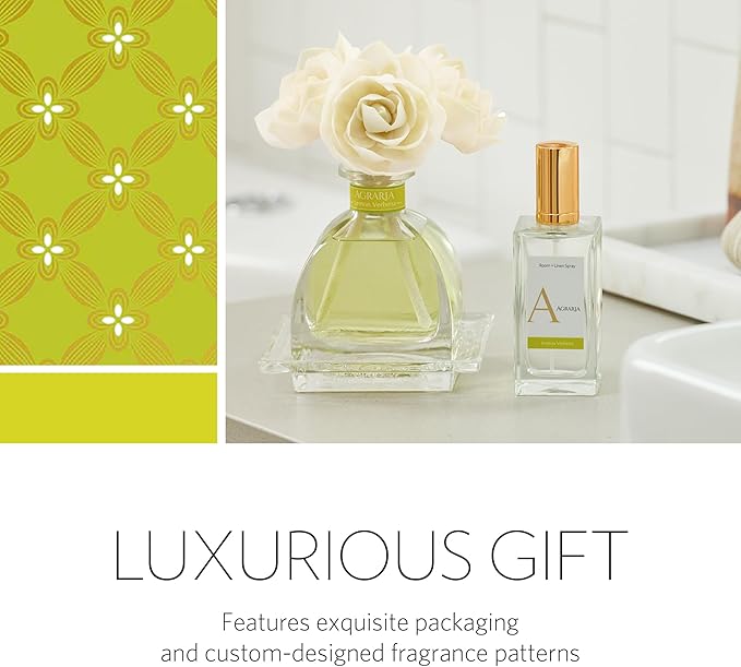 AGRARIA AirEssence Flower and Reed Diffuser Set, Handmade Sola Flower Botanical Home Fragrance Set, Scented Oil Reed Diffuser Gift for All Occasions