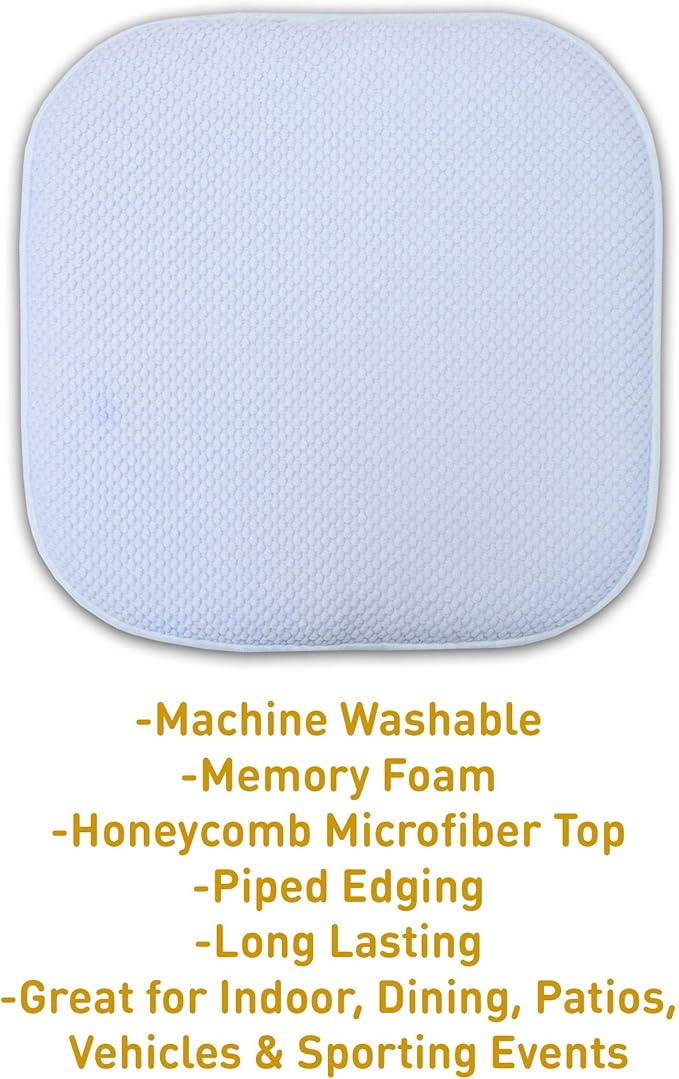 Sweet Home Collection Memory Foam Chair Cushion Honeycomb Pattern Solid Color Slip Non Skid Rubber Back Ultimate Comfort and Softness Rounded Square 16" x 16" Seat Cover, 12 Pack, Light Baby Blue
