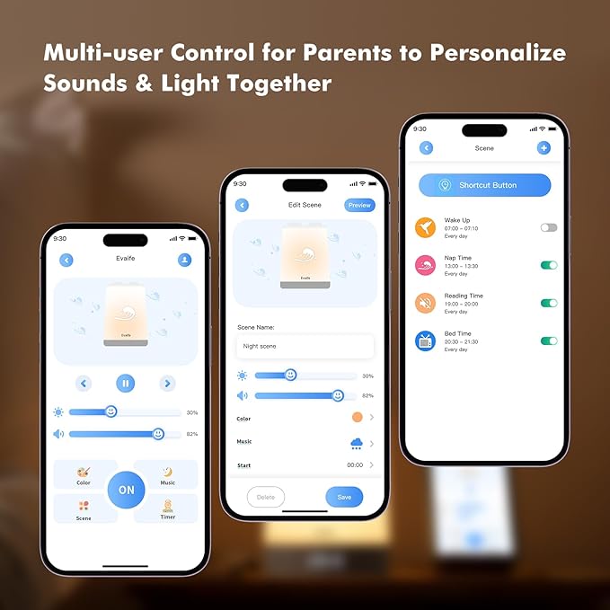 Baby Sound Machine, Nursery Night Light for Kids, Alarm Clock, White Noise Machine for Sleeping, OK to Wake Clock for Toddlers, APP Control, Fan Rain Wave, Sleep Trainer