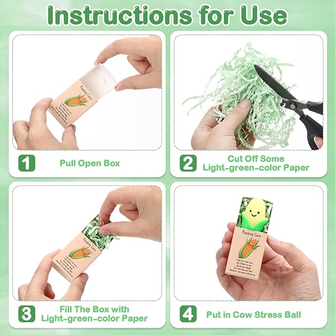 Wettarn 25 Sets Positive Gifts Vegetable Stress Balls with Support Gift Boxes Inspirational Party Favors for Employee Coworker Friends Office Appreciation Relief Toys