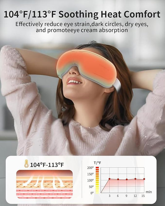 Electric Eye Massager with Heat & Music Smart Air Pressure Vibration Eye Mask Massage Blindout Foldable Heated Sleeping Mask Travel Portable Gift for Mom Dad Women Men