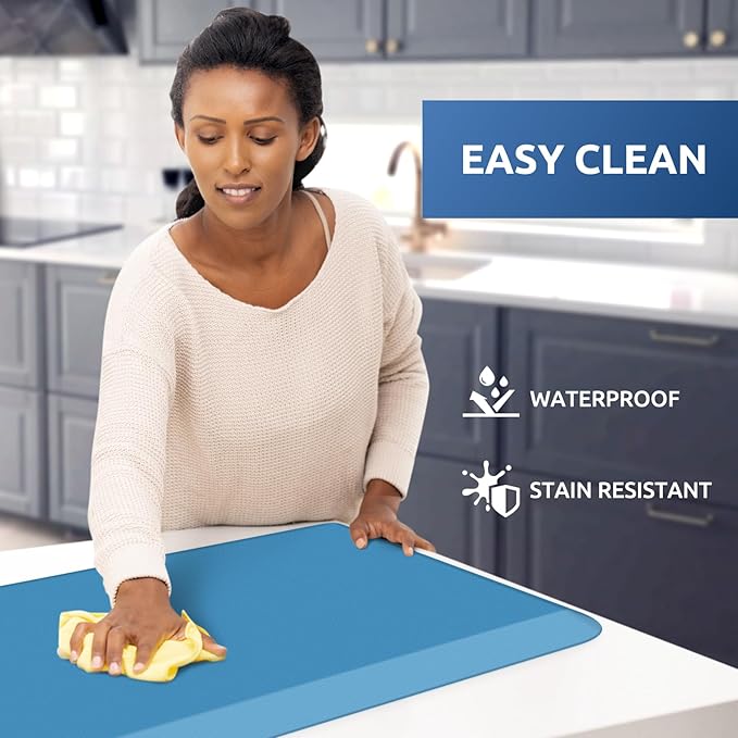 KitchenClouds Kitchen Mat Cushioned Anti Fatigue Kitchen Rug 0.75inch Waterproof Non Slip Kitchen Rugs and Mats Standing Desk Mat Comfort Floor Mats for Kitchen Sink Office (17.3"x28",Green)