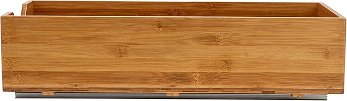 Household Essentials Glidez Bamboo and Steel Pull-Out/Slide-Out Storage Organizer for Under Cabinet Use - 1-Tier Design - Fits Standard Size Cabinet or Shelf, Natural