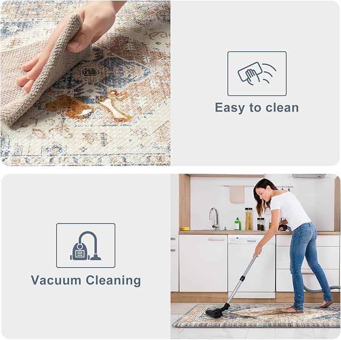 KIMODE Anti Fatigue Kitchen Mat 2PCS,Non-Skid Waterproof Kitchen Rugs,Farmhouse Kitchen Mat for Floor,Cushioned Comfort Foam Standing Mat for Floor,Office,Sink,Desk,Laundry,Mutil-Blue