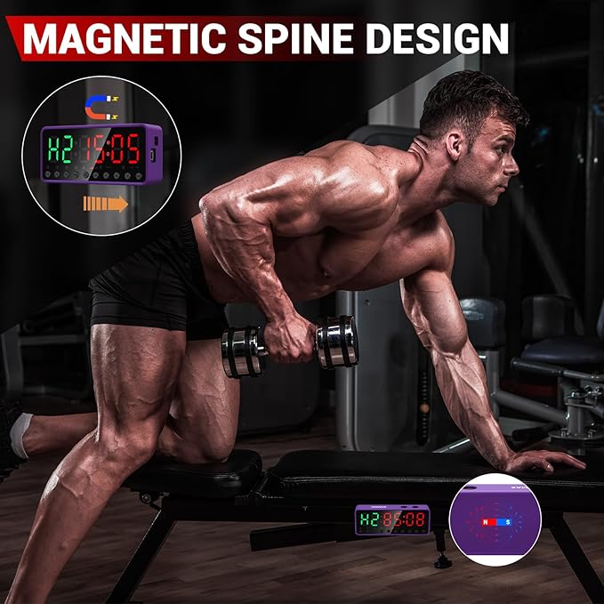 Portable Gym Timer, Interval Fitness Interval Timer (Violet)