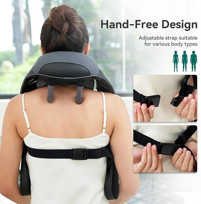 Snailax Cordless Neck Shoulder Massager with Soothing Heat, Upgarded 4D Deep Tissue Kneading, Shiatsu Back Massager Pillow for Neck, Traps, Back, Gifts for Men Women Mom Dad