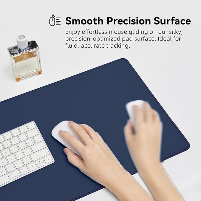 Waterproof Large Gaming Mouse Pad with Durable Stitched Edges, Non-Slip Rubber Base, Smooth Surface Mouse Mat Desk Pad for Home Office Gaming, 35.4"x15.7"x0.12", Dark Blue