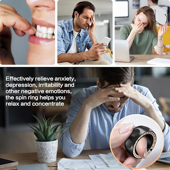 Upgrade Fidget Spinner for Stress Relief,Magnetic Fidget Spinner Rings with Relax Sounds,Stainless Steel Ring Toy Stress Anxiety EDC Relief Slider Tool, Gifts for Adults