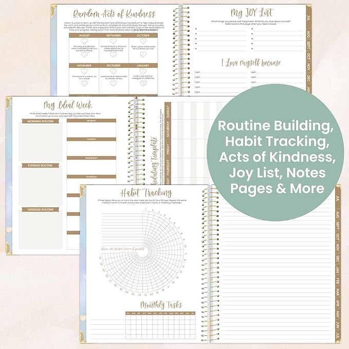 bloom daily planners HARDCOVER 2025-2026 (8.5" x 11") Academic Year Day Planner (July 2025 - July 2026) - Task Goal Organizer - Monthly & Weekly Inspirational Agenda Book - Iridescent Opal