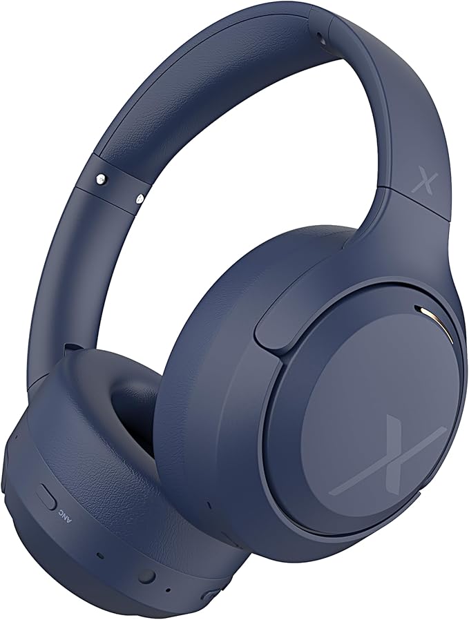 Riwbox Hybrid Active Noise Cancelling Headphones, Wireless Over Ear Bluetooth Headset, 60H Playtime, High-Fidelity, Foldable, Comfort&Immersion for Work/Commuting (Blue)