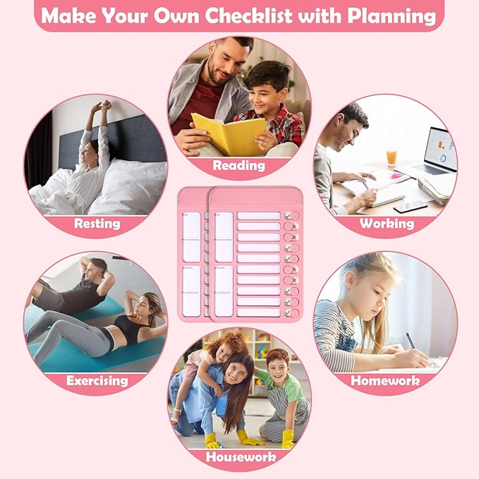 2Pcs Chore Chart for Kids to Do List Checklist Board Detachable Message Slider Schedule Planning Boards with 30Pcs Blank Checklist 4Pcs Cardstock for Habit Tracker or Daily and Weekly Planner