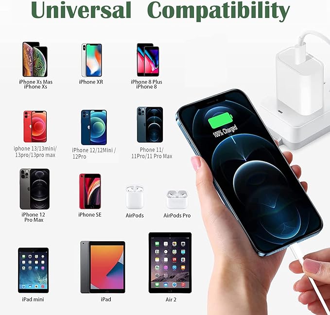 iPhone Charger [Apple MFi Certified] Apple Block USB C Fast Wall Plug with 3FT USB C to Lightning Cable for iPhone 14 Pro Max/14/14 Plus/13 Mini/12/12 Pro/11/XR/Xs Max/AirPods/iPad Air 3/Mini 4(White)