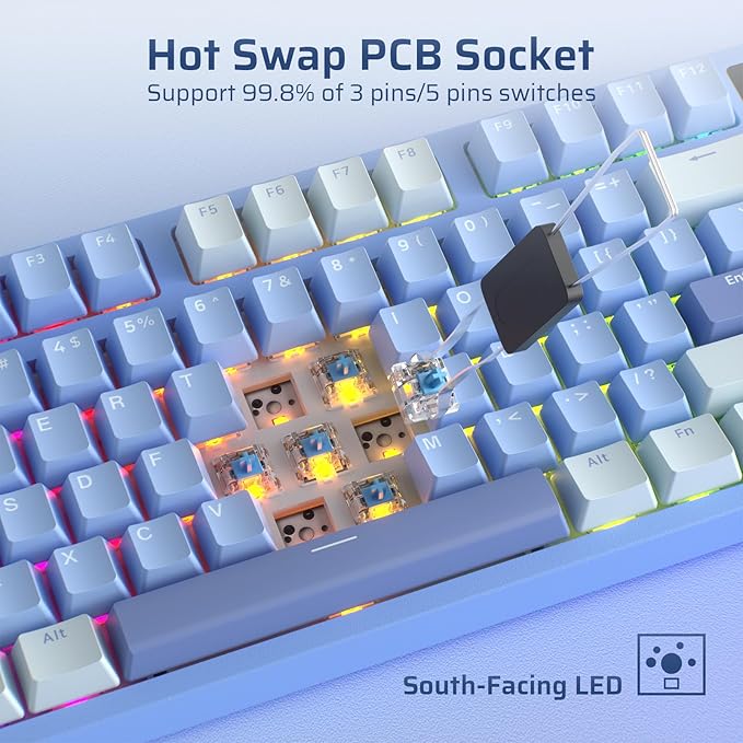 LTC Nimbleback NB841 PRO 75% Wireless Mechanical Keyboard w/Display Screen & Knob, 2.4G/ BT/USB-C Wired RGB 84 Keys Gaming Keyboard, 3-Layer Dampener, Hot Swap PCB, Software Support, Linear Switch