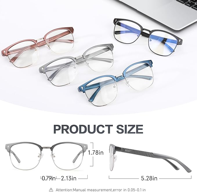 BIRCEN Blue Light Blocking Glasses: Al-Mg Metal Bluelight Computer Clear Glasses for Men Women Anti Eyestrain Office Home