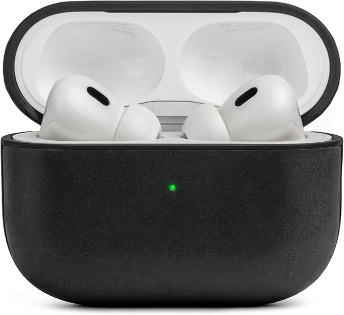 Leather Impact Airpods Pro 2nd Generation Case | Compatible with Airpods Pro Case 2nd Gen | Genuine Leather | MagSafe | Full Drop Protection | Airpod Pro Case (Black)