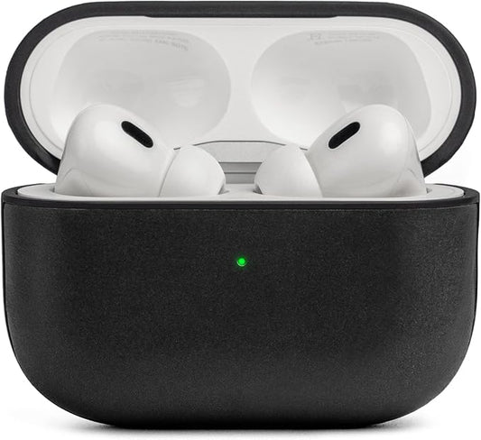 Leather Impact Airpods Pro 2nd Generation Case | Compatible with Airpods Pro Case 2nd Gen | Genuine Leather | MagSafe | Full Drop Protection | Airpod Pro Case (Black)