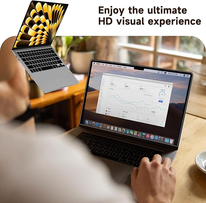 Removable Tempered Glass Screen Protector for 2023-2025 Apple Macbook Air 15.3 Inch M2/M3/M4 Chip, 9H Hardness, No Bubbles or Lines, Anti-Scratch, Anti-Fingerprint, Clear