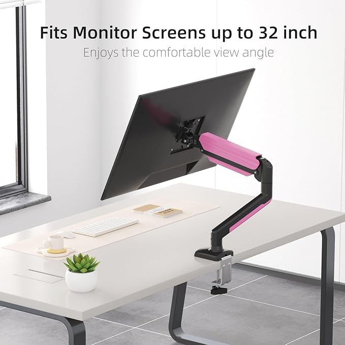 suptek Single Monitor Mount for 13-32 inch, Adjustable Gas Spring Monitor Arm Desk Mount Stand, 4.4-19.8lbs Screen, with VESA Mount 75x75/100x100mm(MD01ABP)