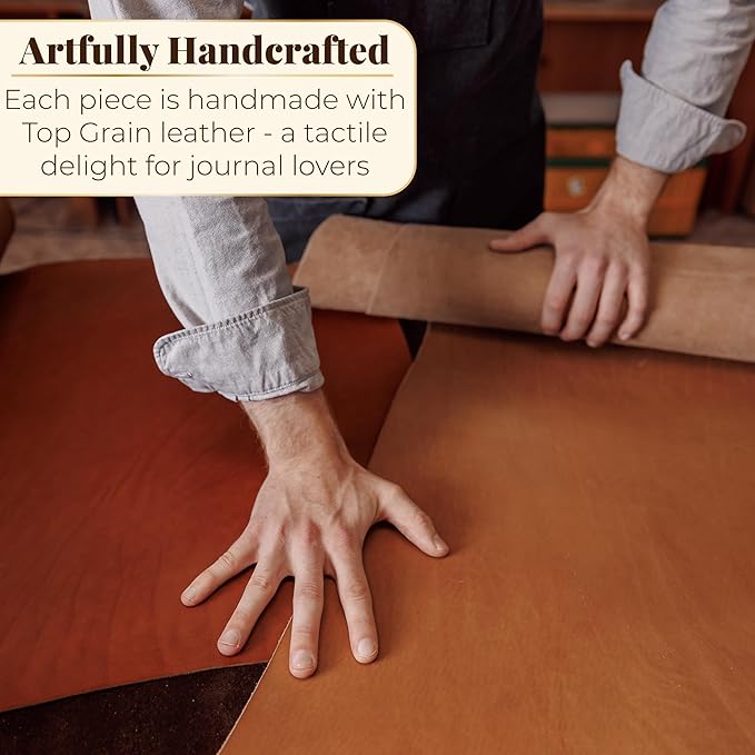 Compass Leather Journal for Men & Women - Blank Journal Notebook with Unlined Paper - Leather Prayer Notebook - 5x7in