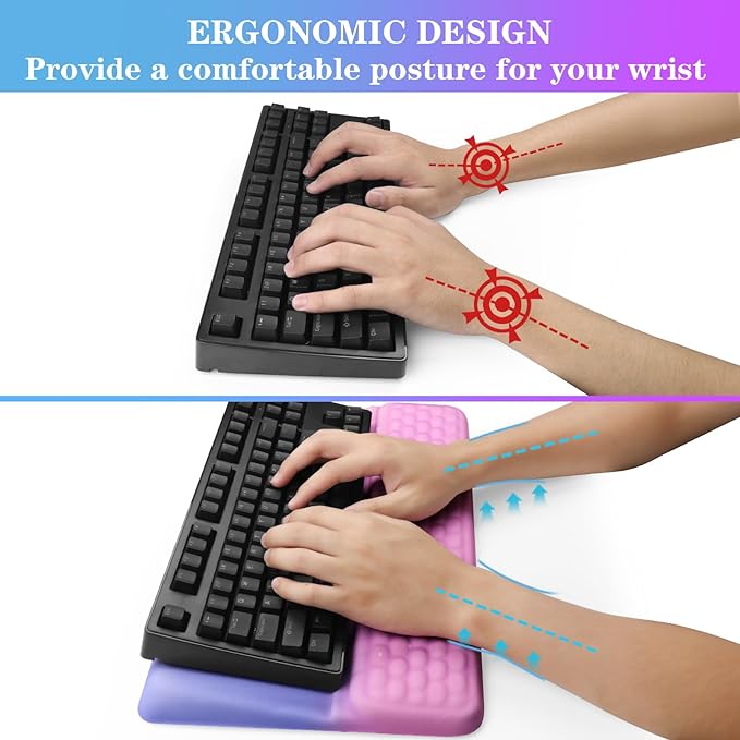 Computer Keyboard Stand with Wrist Rest, Ergonomic Tilted Keyboard Holder - Keyboard Riser with Wrist Pad - Keyboard Tray Support for Office Home - Starry Pink