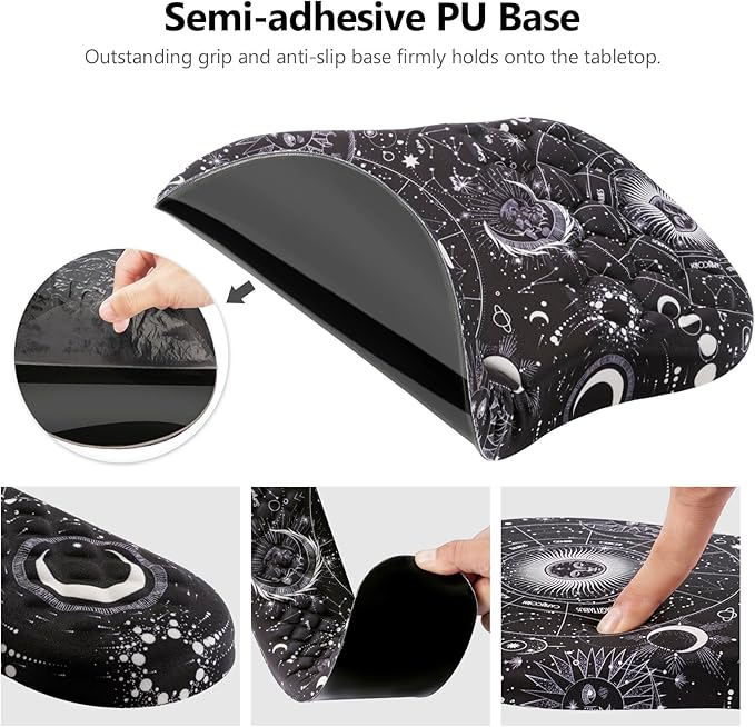 Mouse Pad Wrist Support, 2 in1 Keyboard Wrist Rest+ Ergonomic Mouse Pad, Non-Slip Wrist Rest for Computer Keyboard, Made Easy Typing & Relieve Wrist Pain(Sun Moon)