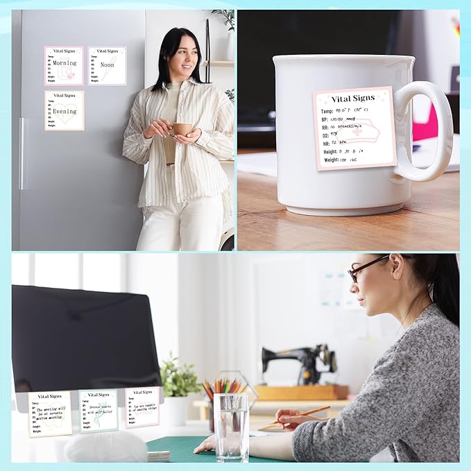 Vital Signs Sticky Notes Gifts, 9 Pack Vitals Notepad 3x3 Inch, Nurse Daily Monitoring Post Memo Pads, Patient Health Checklist Self-Stick Notes Office Hospital Supplies (450 Sheets)