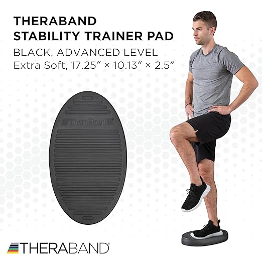 THERABAND Stability Trainer Pad, Advanced Level, Extra Soft, Black Foam Balance Pad for Physical Therapy, Exercise Pad for Core Strength, Lightweight Non-Slip Balance Trainer, Portable Foam Pad for Home or Clinic Use