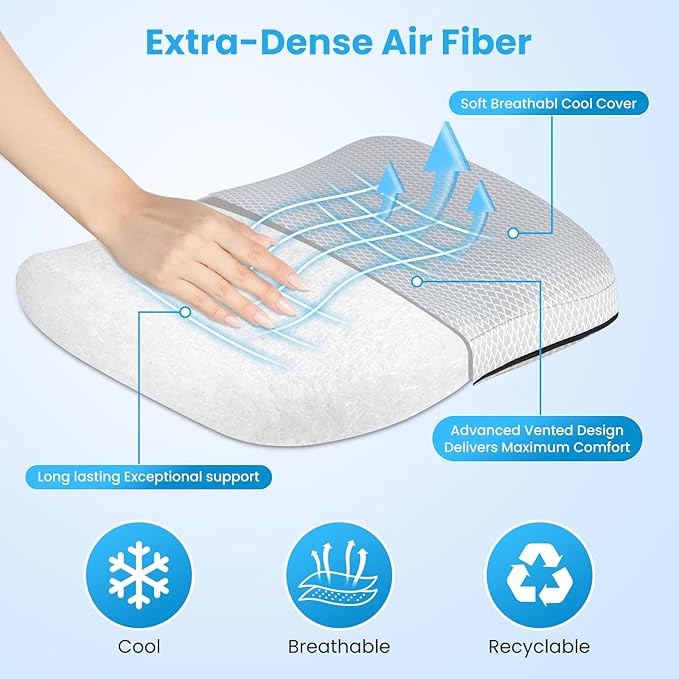Office Chair Cushion - More Breathable Pressure Relief Seat Cushion with Hours Sitting on Gaming/Car/Wheelchair, Soft Extra-Dense Air Fiber for Orthopedic Coccyx, Sciatica & Hip Support