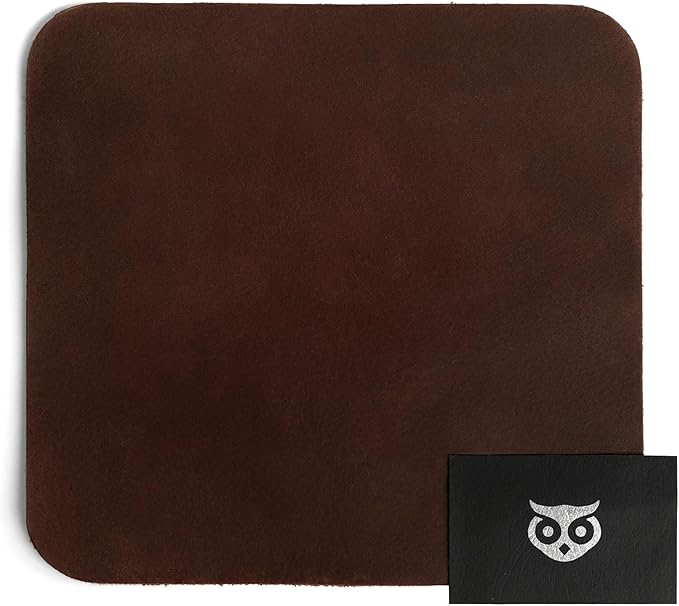 Hide & Drink Genuine Leather Mouse Pad, Anti Slip Leather Mousepad for Gaming, for Apple Magic Mouse & PC, Ergonomic Non Slip Base, Brown & Black Large Mat Pads for Desk, Computer Mousepads for Men