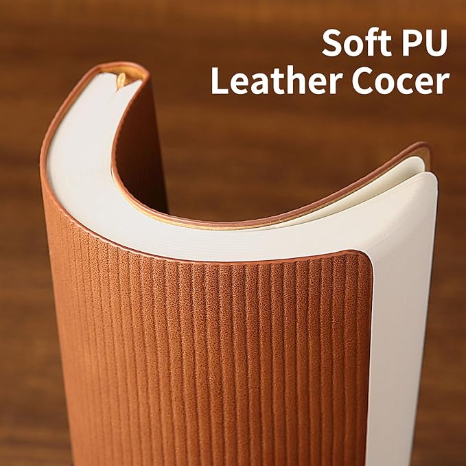 Lined Journal Notebook for Work College Ruled Note Book 5.79"x8.27" A5 PU Leather Daily Journaling 216 Pages for Women Men Writing Home School Supplies Business (A5 Lined 216pages, 10-Brown)