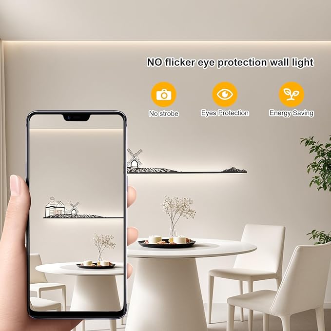 Qcyuui Dimmable LED Wall Lights Wall Sconce with Remote Control 47.2inch Wall Lamp Black Led Wall Sconce Indoor Creative Wall Lighting for Bedroom Living Room Hallway Staircase, 32W