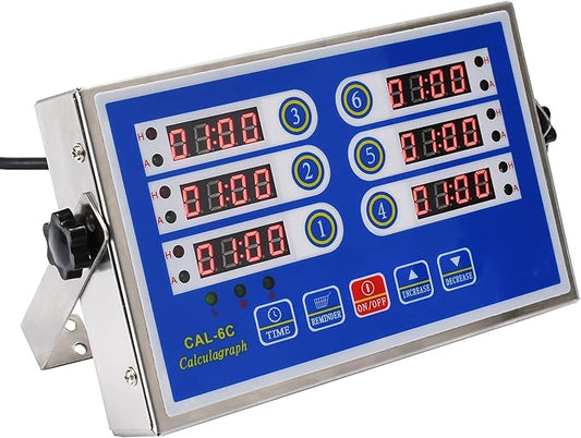 Kitchen Timers for Cooking – 6 Channel Commercial Kitchen Timer Restaurant Kitchen Supplies – Stainless Steel LED Technology Kitchen Timer Digital – Reminder Function, Loud Alarm, Blue