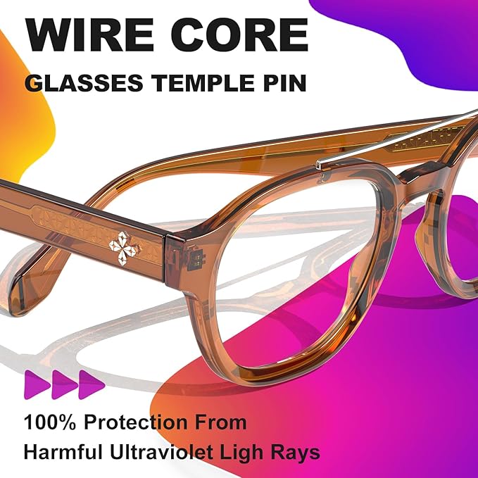 VISOONE Retro Round Anti Eyestrain Metal Medium Eyewear Blue Light Blocking Glasses for Computer Gaming Women Man SANFORD