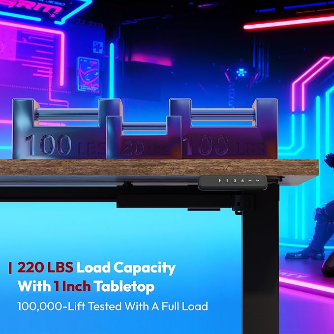 SANODESK L Shaped Standing Desk Adjustable Height, Electric Corner Standing Desk, 63 x 48 inch Sit Stand Computer Table with Splice Board, Rustic Brown