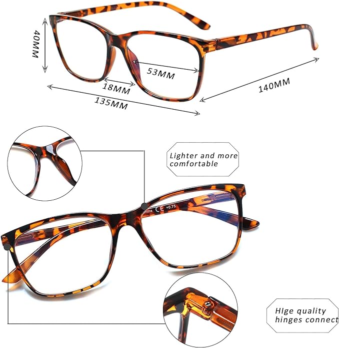 SIGVAN Ladies Reading Glasses Blue Light Blocking Spring Hinge Fashion Pattern Print Eyeglasses for Women