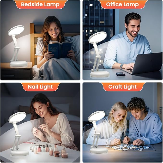 One Fire Cordless Desk Lamp for College Dorm Room,Dimmable Battery Powered Lights,3600mAh Rechargeable Wireless Table Lamp,Small Mini Lamp&Portable Classroom Light for Dorm,Bed,Reading,Home,Nail,Craft